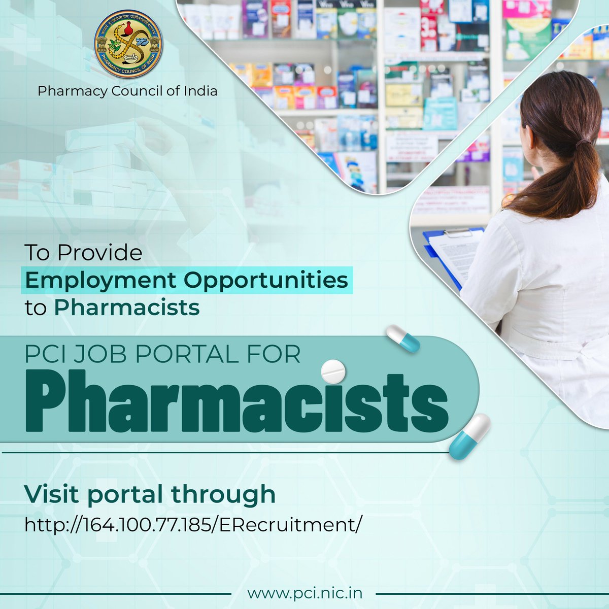 "PCI Job Portal for Pharmacists"

#PharmacyIndia