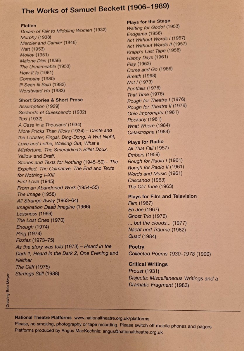 @J_Wilkinson_Art @MoLI_Museum @olwenfouere @BarbicanCentre @garestlazare @StagingB @beckettcentre @BeckettSociety @samuelbbeckett This may be of interest. The programme and other ephemera from the earlier 2002 production of Lessness @NationalTheatre. #SamuelBeckett