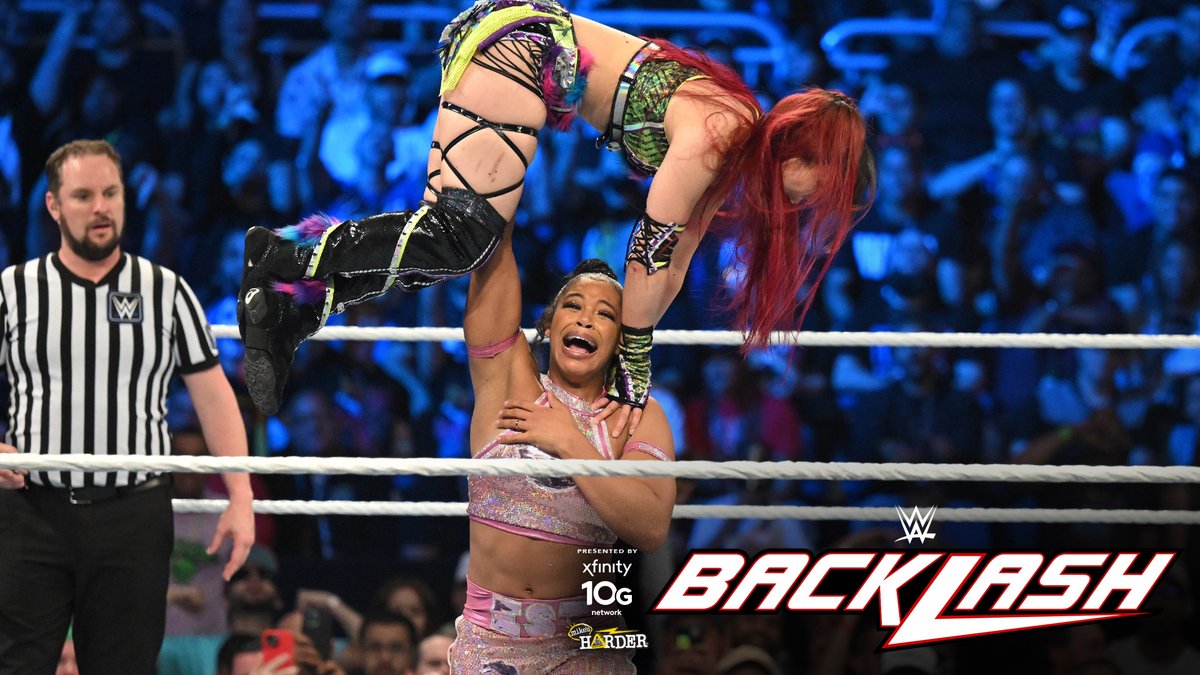 WWE's tweet photo. .@BiancaBelairWWE defeats @Iyo_SkyWWE in thrilling #WWERaw Women's Championship Match at #WWEBacklash.

Results 👉 https://t.co/xy61qYUUxg https://t.co/sHRltgy09g