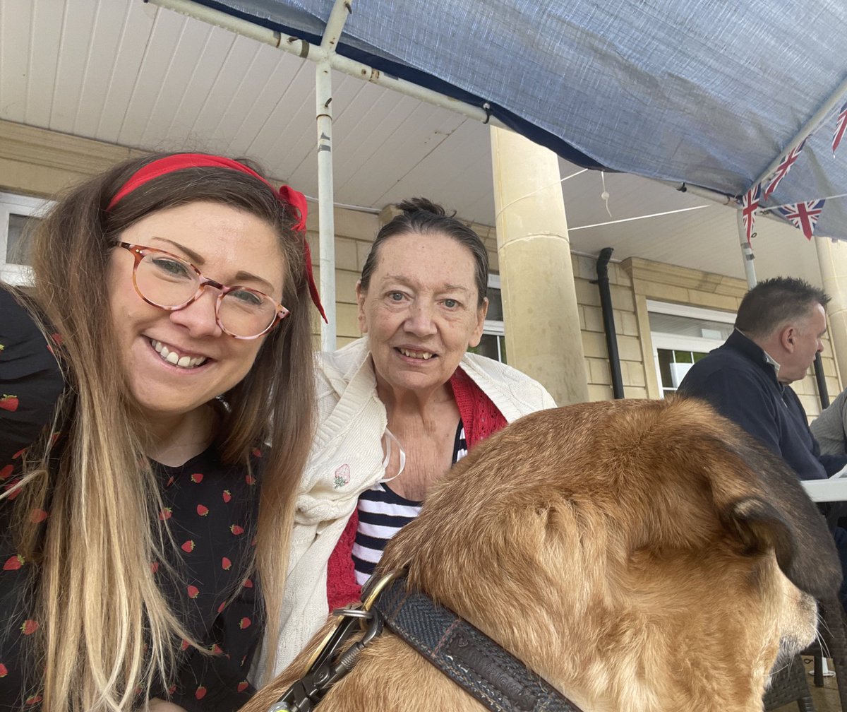 Lovely day yesterday but OMG the chaos!!Hats off to everyone in mum’s care home - getting people to sit still, stay awake, not get distressed, eating assistance but also some singing and flag waving! 

Angus got the royal treatment and we were asked to go for a cuddle tour!