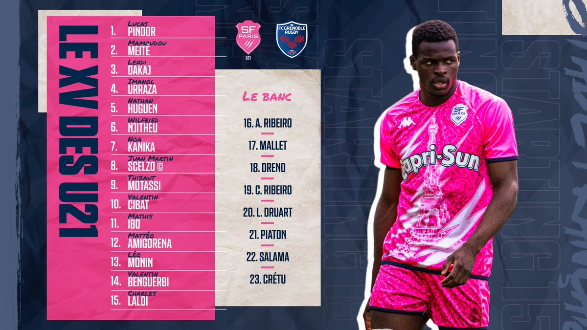SFParisRugby's tweet photo. 📋 Les 2️⃣3️⃣ parisiens qui affronteront les Isérois ⤵️
#MadeInSFP | #SFPFCG https://t.co/urX1C0LwK6