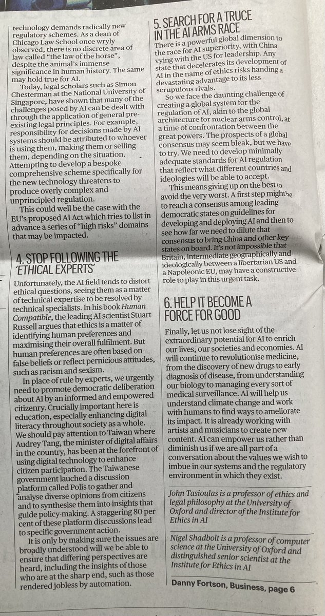 Good morning! Here’s the Sunday Times piece on AI regulation I co-authored with the great @Nigel_Shadbolt
