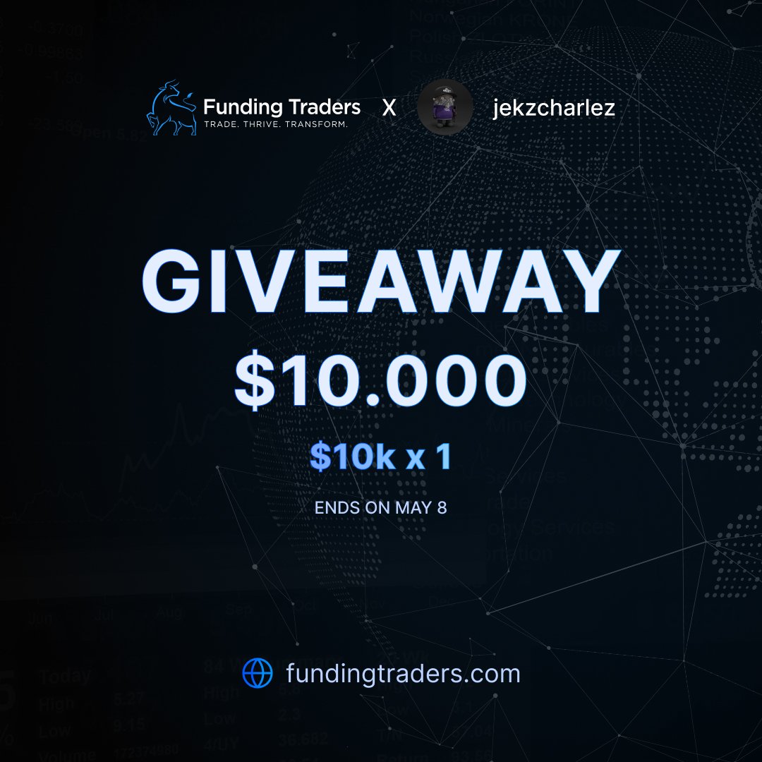 jekzcharlez's tweet photo. 1x 10k Evaluation Account GIVEAWAY.
Courtesy of @Funding_Traders
Criteria to Win โฌ๏ธ
โขYou Must be Following
@jekzcharlez and @Funding_Traders
โขLike & Retweet this Post
โขTag 3 friends in the comment section. https://t.co/ubFa0CObCt
