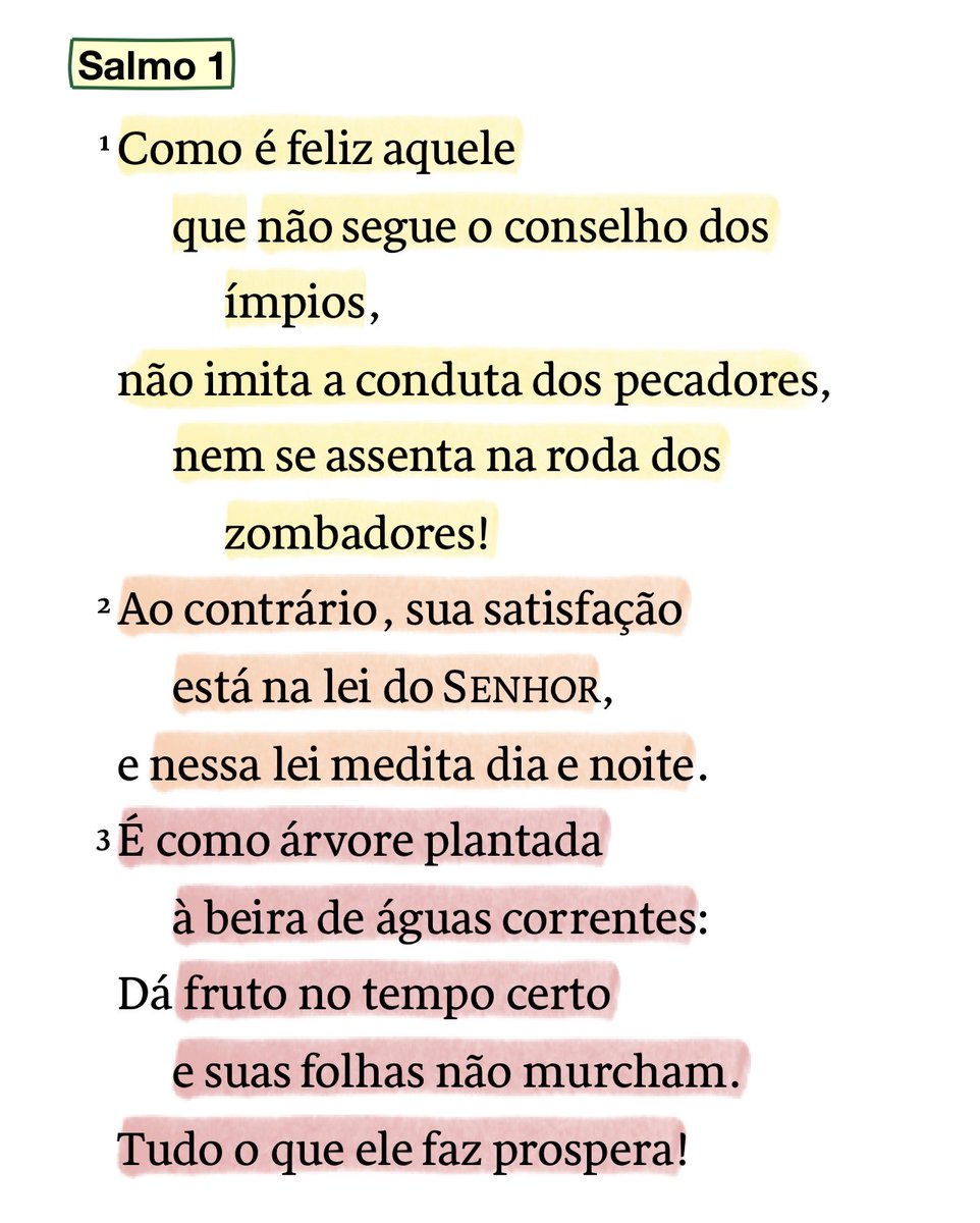 A pessoa q Deus abençoa é…
— SEPARADA do mundo (Sl 1:1), 
— SATURADA p Palavra (Sl 1:2),
— SITUADA onde Deus o “plantou” (Sl 1:3). Leia o #Salmo1 #rpsp