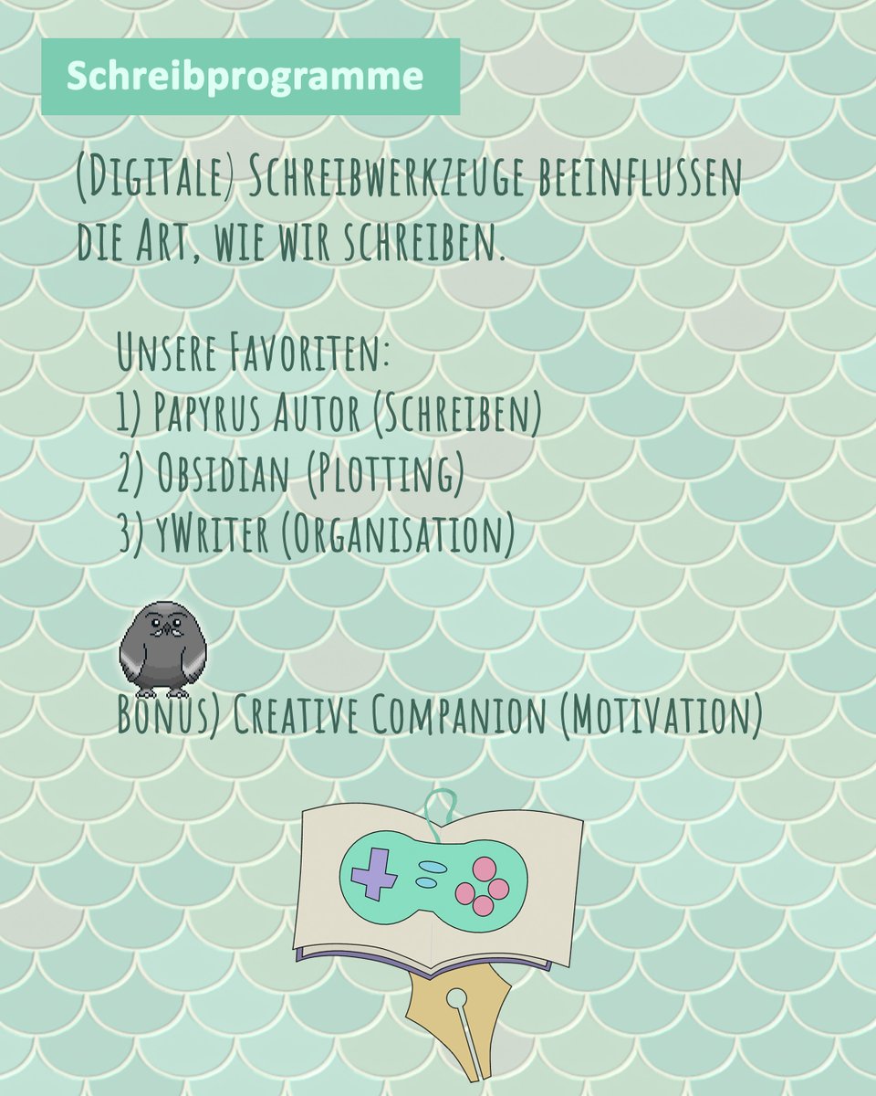 buchundspiele's tweet image. Schreibwerkzeuge beeinflussen die Art, wie wir schreiben. Nicht nur Stift und Papier, sondern auch Schreibprogramme. 

Unsere Favoriten …

patreon.com/posts/ein-blic…

#schreibprogramme #schreiben #motivation #pomodoro #schreibcommunity #schreibbubble #kreativbubble