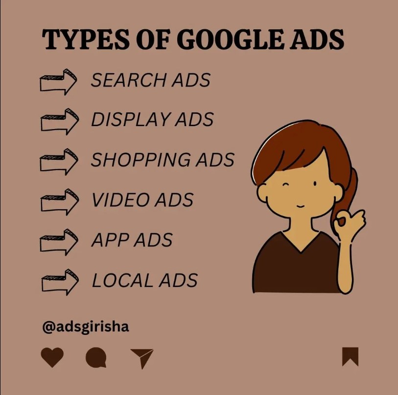 So, let's know the types of Google ads 🤠
#learn #learnwithinstagram #learnonline #learngoogleads #ads #googleads #googleadsstrategy #googleadsbasics #basics #tips #googleadstips #onlinemarketing #onlineadvertising #google #searchads #displayads #shoppingads #appads #videoads