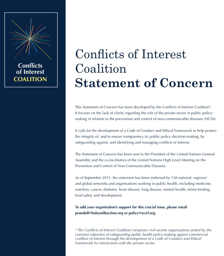 @DoctorChrisVT @sartorialfoodie @TheGrocer This is exactly what the #ConflictsOfInterest Coalition is about! Industry has a role to play - but that role is NOT setting policy!!! info.babymilkaction.org/sites/info.bab…