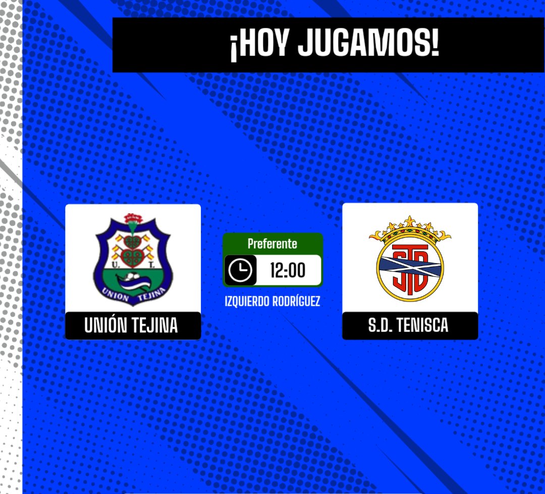 SDTenisca's tweet photo. ¡HOY JUGAMOS! 🔜
🆚 Unión Tejina
⏱️12:00
🏆 Jornada 34
🏟️ Izquierdo Rodríguez
#100preTenisca https://t.co/gv1ft4RUhh