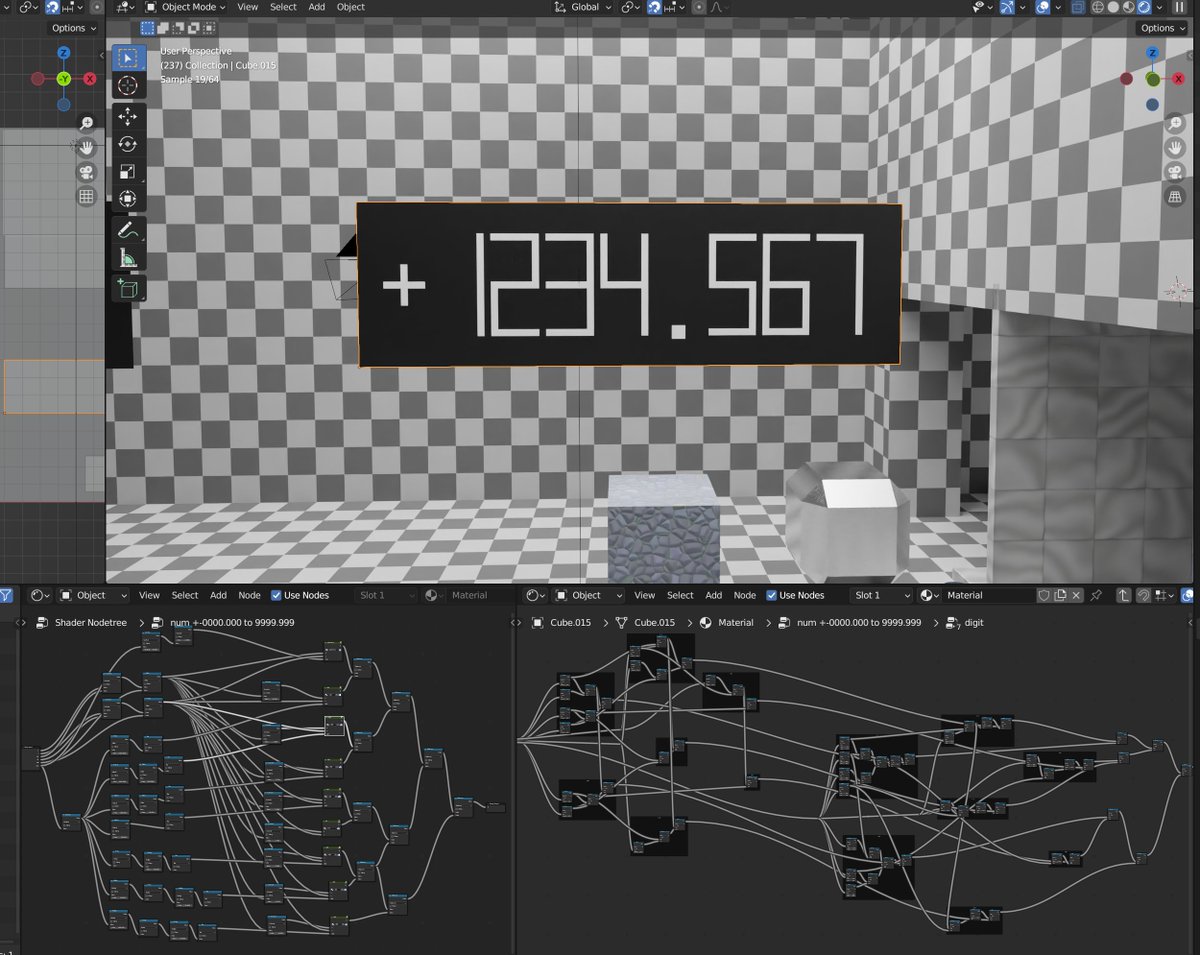 Here's another #Blender #b3d utility function in my adventures: Displaying numbers directly sampled in shaders :>