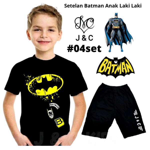 Cek J&amp;C 04ST Batman Hitam Setelan Anak Laki-Laki Ukuran 1-10 Tahun dengan harga Rp31.500 - Rp35.100. Dapatkan di Shopee sekarang! shope.ee/fuWPGTHFY?shar…
