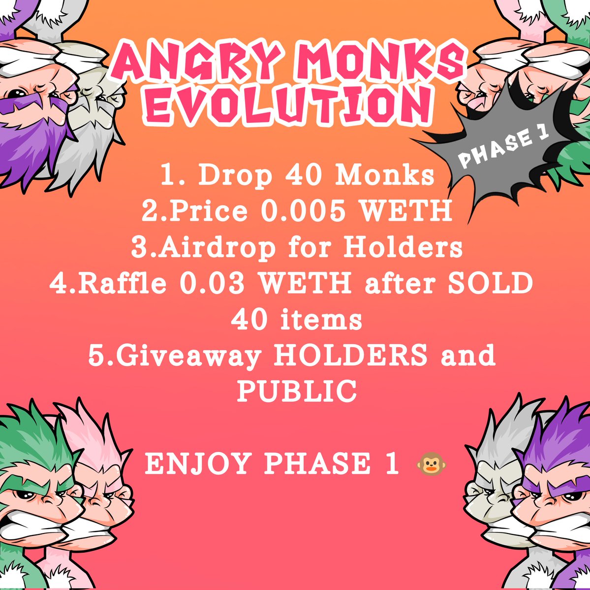 Angry Monks Evolution || PHASE 1 Drop 40 Items tweet media