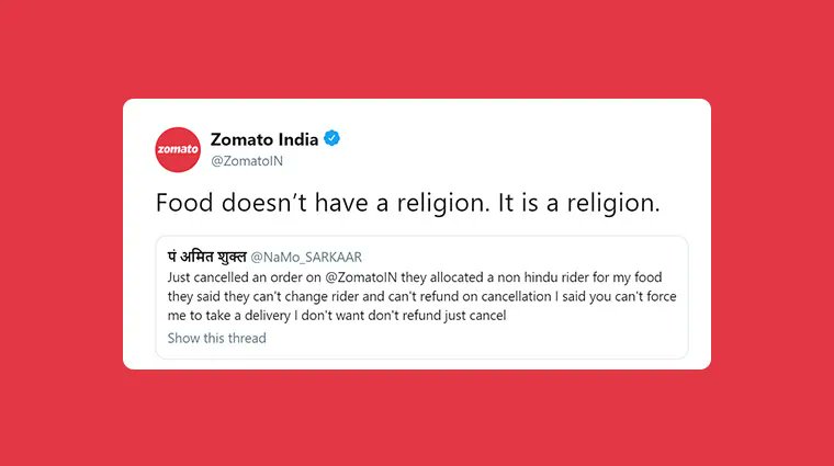 AbhimanyuX_'s tweet photo. Abey @zomato , so after all, food has a religion. It's Halal and Muslim . In India. 

And u can't get away by saying it's Certification by restaurant.  That is add for your app, by you. 

@zomatocare https://t.co/KpjllykZr4