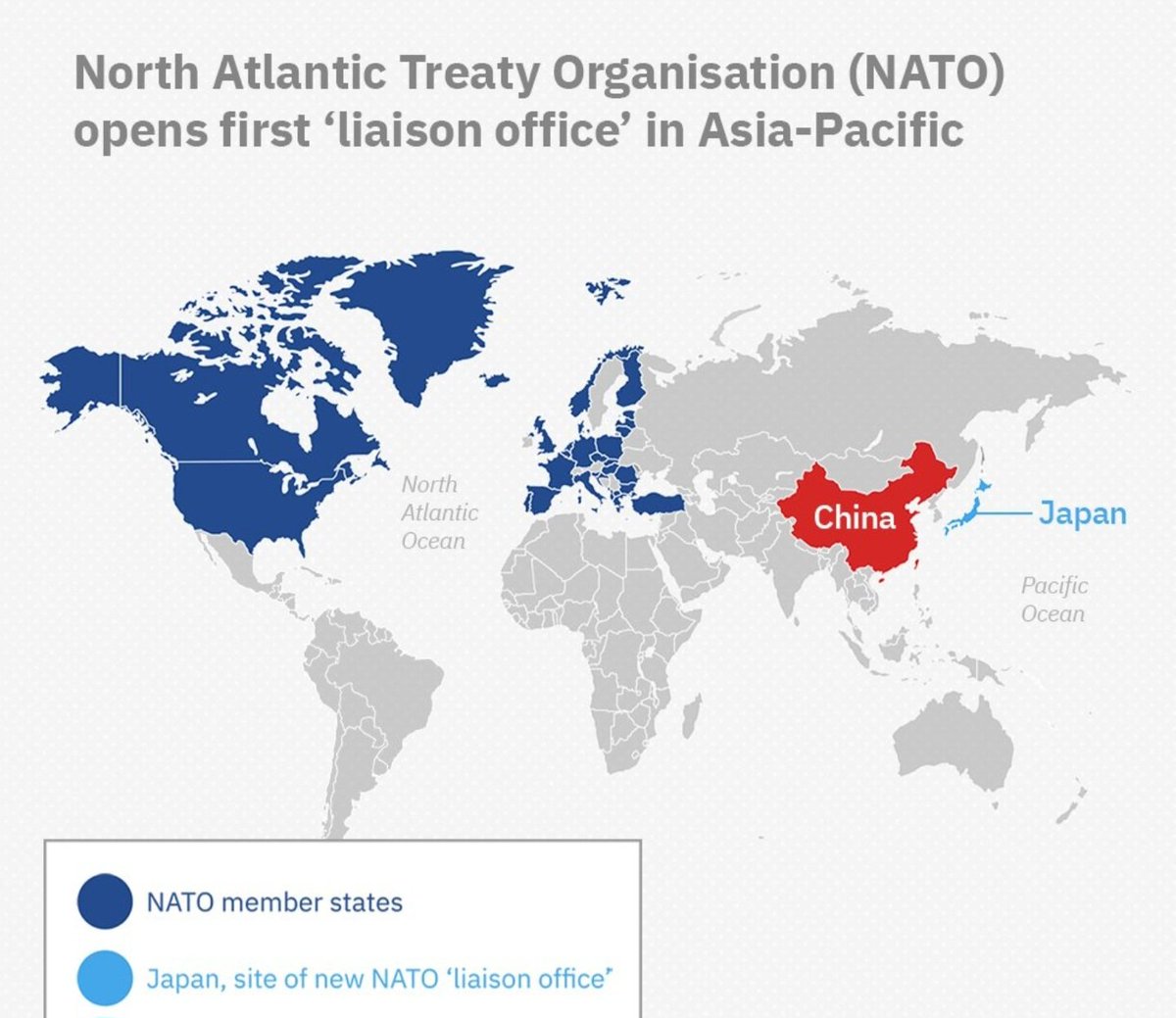 Quindi apparentemente la #NATO sta aprendo un 'ufficio di collegamento' in #giappone.

Il primo del suo genere in Asia.
Proprio alle porte della #Cina.

Perché un'organizzazione del 'Nord Atlantico' si sta espandendo nell'
#OceanoPacifico?
 🤔
@liliaragnar @mariogiordano5