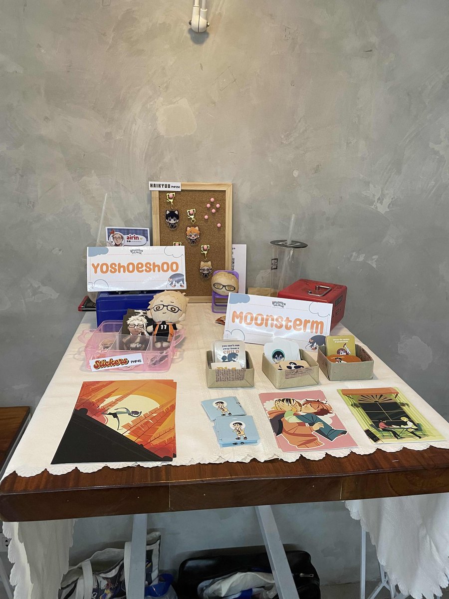 ☁️TOBIO CUPSLEEVE EVENT☁️

Our event-goers are currently roaming around our Artist Alley! Feel free to buy all these merch from our artists:

<a href="/feeplings/">fiona ☾ leaving for bsky</a> 
<a href="/moonsterm4/">moonsterm.bsky.social</a> 
<a href="/yoshoeshoo/">airin 🌙</a> 
<a href="/kiwimansi/">kiwi 🌦️ POTA winter E1</a>

#TobioCSE2023