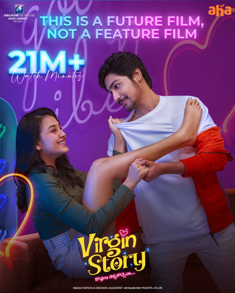 Virgin Story movie on AHA crossed 21 Million. Grateful. 

#virginstory @SridharL

Watch #VirginStoryOnAha🎬 aha.video/movie/virgin-s…… #VikramSahidev @SowmikaP @achurajamani
@ahavideoIN @RCCOfficial