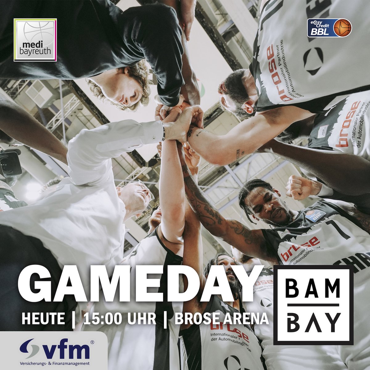 Zum Abschluss heute noch einmal #Oberfrankenderby! 85. Auflage #gomedi #WeAreMedi
🏀 <a href="/easyCreditBBL/">easyCredit BBL</a> 
🆚 @BroseBamberg 
⏰ 15:00 Uhr
📍 Brose Arena
📺 Magenta Sport
📸 <a href="/Ochsenfoto/">Ochsenfoto.de</a> 
#BAYBAM #Gameday
... powered by Die <a href="/vfm_Gruppe/">vfm-Gruppe</a>