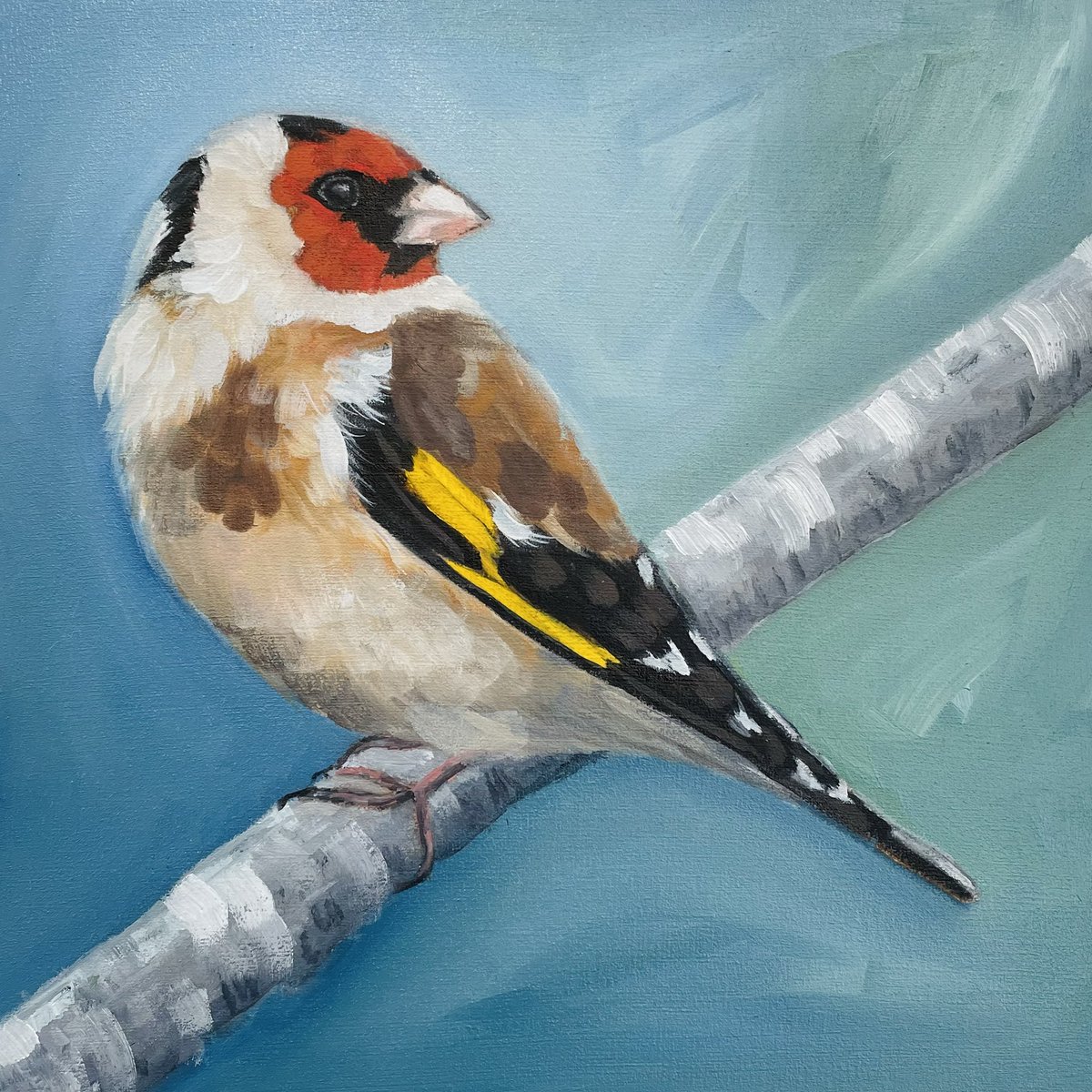 A beautiful #goldfinch by today’s artist Kirstie Steadman <a href="/EarthEnergyArt/">Earth Energy Art</a> 
Open 11-4
#norwichartshop #birdart #Norwich