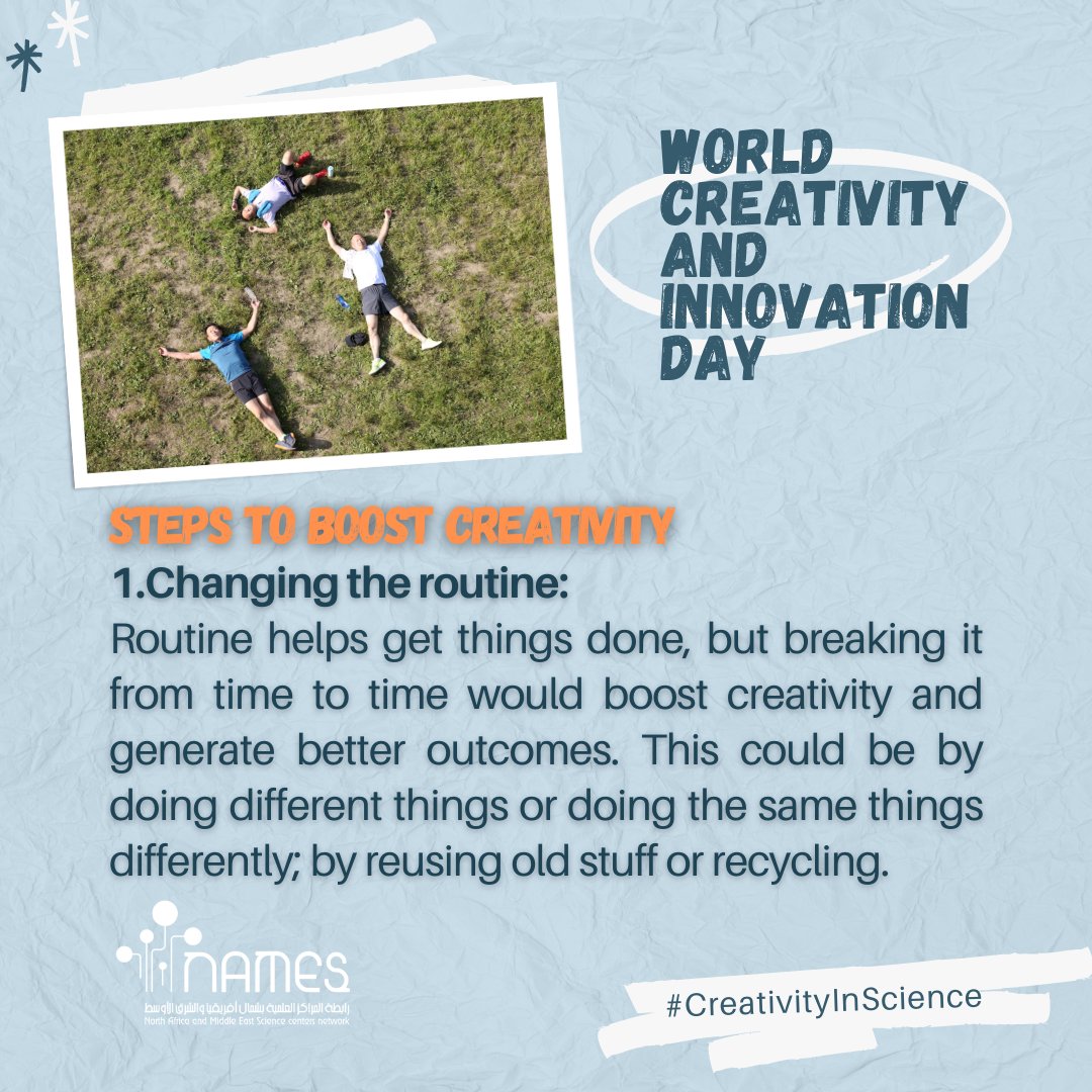 NAMESnetwork's tweet image. In celebration of World Creativity and Innovation Day, let us hone our knowledge about how creativity could be ignited.

#NAMESnetwork #Scicomm #CreativityInScience