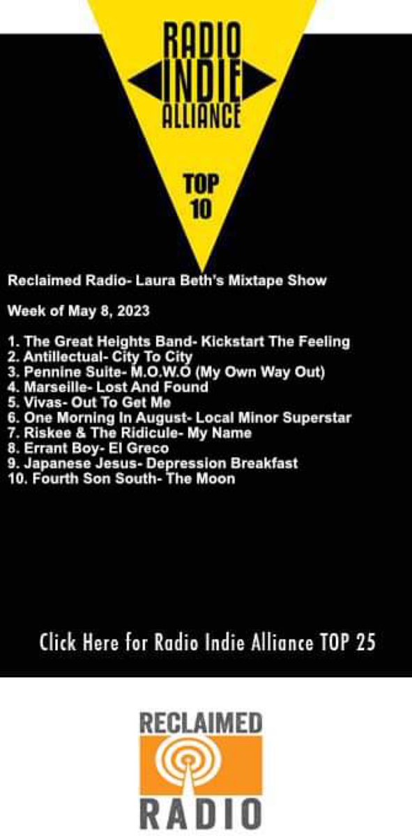 My picks of the week:

<a href="/gr8heightsband/">The Great Heights Band</a> <a href="/antillectual/">Antillectual</a> <a href="/penninesuite/">Pennine Suite</a> <a href="/marseilleband/">Marseille</a> <a href="/VivasBandUK/">VIVAS</a> @OneMorninAugust <a href="/RiskeeRidicule/">Riskee & The Ridicule</a> <a href="/elwy96/">errant boy</a> <a href="/JapaneseJesus/">Japanese Jesus</a> and <a href="/FourthSonSouth/">Fourth Son South</a>