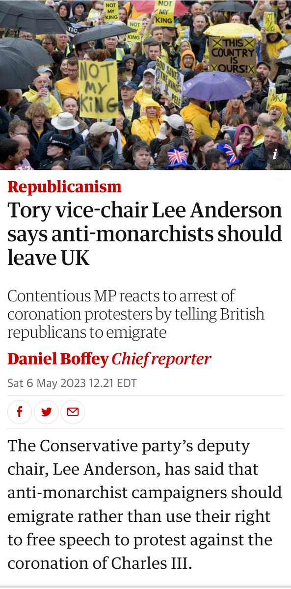 Lee Anderson MP says anti monarchists should leave the country. OK then.

Tell me Lee should we go in small boats ?

Because your idiot government removed our legal right to move freely to the nearest safe country.
🥴
