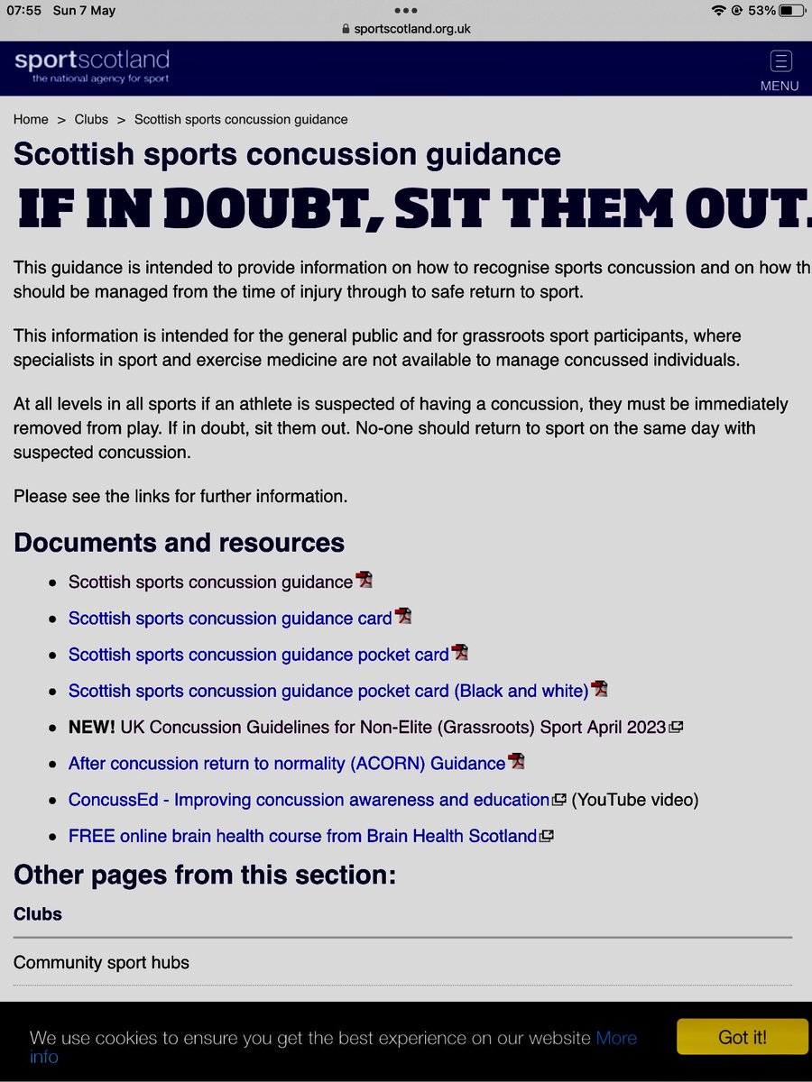 NEW! UK Concussion Guidelines for Non-Elite (Grassroots) Sport April 2023 now included in the <a href="/sportscotland/">sportscotland</a> Concussion resources.

If you are a coach have that chat with the team to lookout for each other on and off the pitch 👀👍💯

sportscotland.org.uk/clubs/scottish…