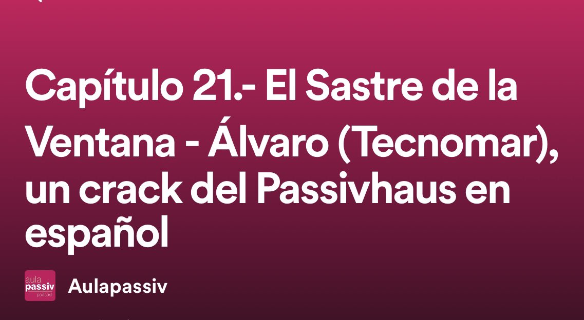 Que mejor que este pedazo de podcast con el …..Sastre de la Ventana nuestro amigo y grandisimo profesional en su sector Alvaro de @tecnomar_ventanas_eficientes  un crack donde los haya os lo aseguro!!
Aquí os dejamos su pedazo de entrevista open.spotify.com/episode/2SSfFt…