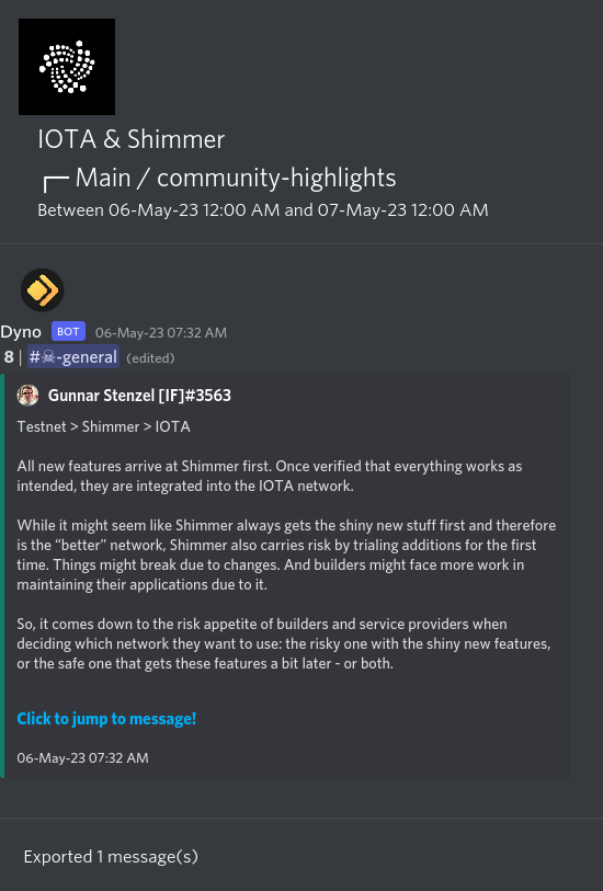 IOTAXTeams's tweet photo. 1/
#IOTA and #Shimmer Discord #community highlights.
🌐 Learn more and join the discussion https://t.co/USN5qQtgEN. https://t.co/O7RSnNDAf3