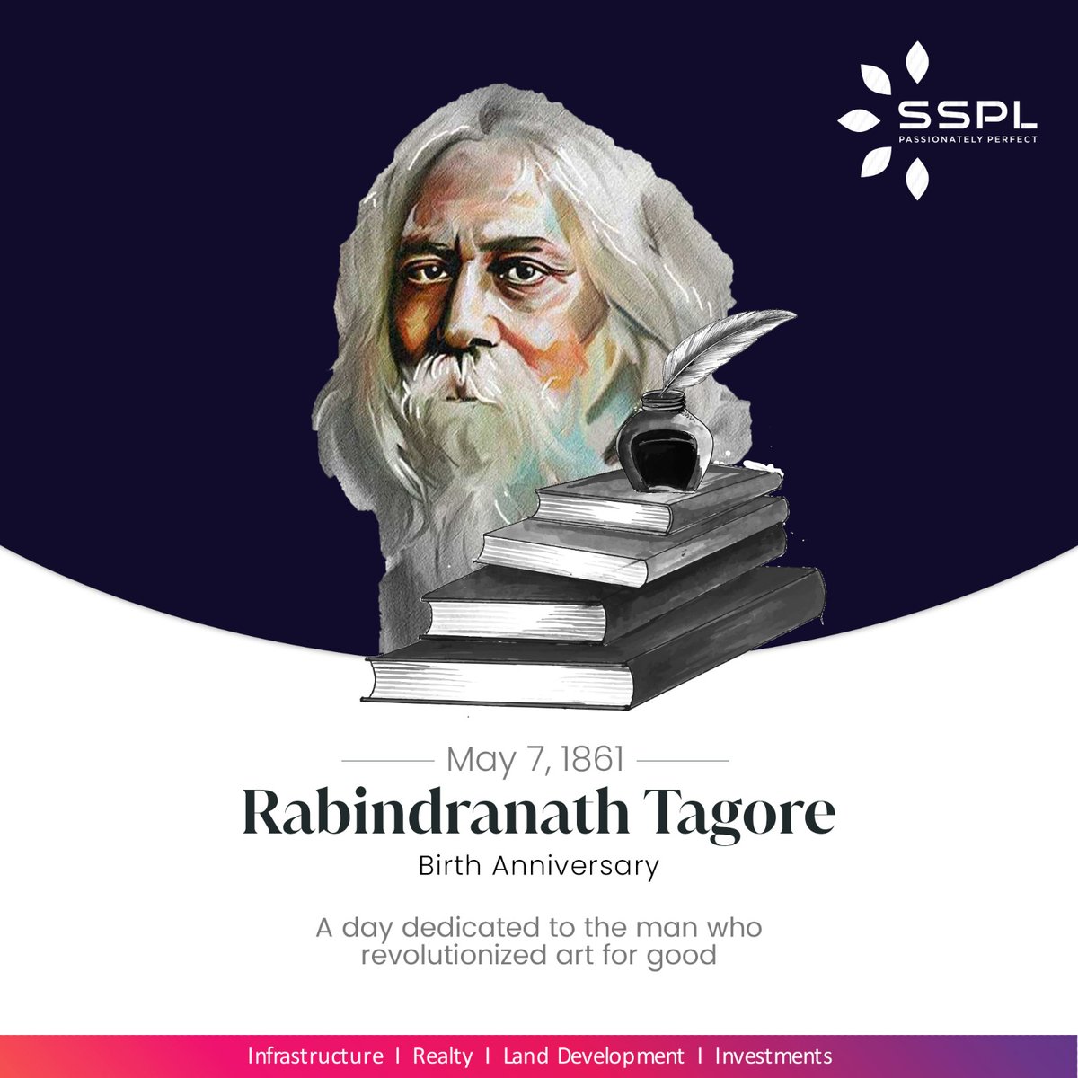 sspl_group's tweet photo. Remembering the visionary poet, philosopher, and artist on his birth anniversary. His contributions to literature and culture will forever be cherished.
#rabindranathtagorebirthanniversary #tagorejayanti #celebratingtagore #tagoreinspires #tagorelegacy #rememberingtagore #Tagore https://t.co/FXTaudZxvH