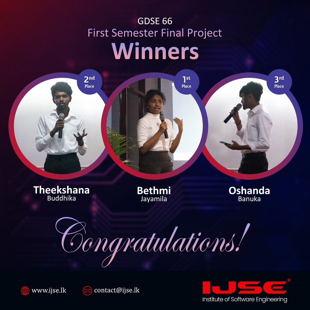 ijse_official's tweet photo. We extend our heartfelt congratulations to the GDSE 65 &amp; 66 Best Project Winners, the 2nd &amp; 3rd Runner-Ups, and the ten Best Project Winners. May this recognition be the stepping stone to even greater accomplishments in your future endeavors.
#IJSE #events #softwareengineering https://t.co/RglzgXaoVl
