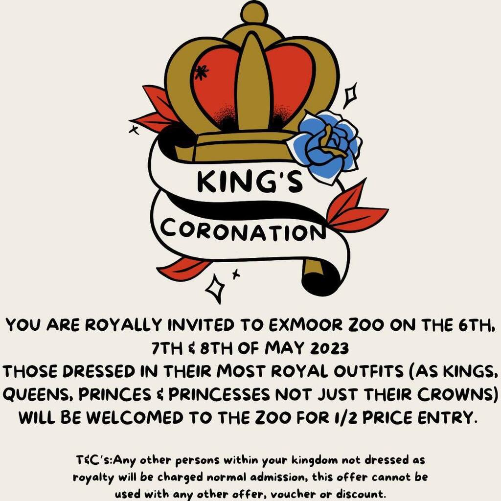 exmoorzoo's tweet photo. 🎉🎈🌟Special Offer for the King’s Coronation Bank Holiday Weekend🌟🎈🎉
⬇️ Check out the picture below for full details and T&C’s ⬇️
💚Can you help share the love? And let others know?💚
#coronation #coronationspecial #king #bankholidayweekend #speci… https://t.co/mdI8MvLyjk https://t.co/O9CdpGePZ4
