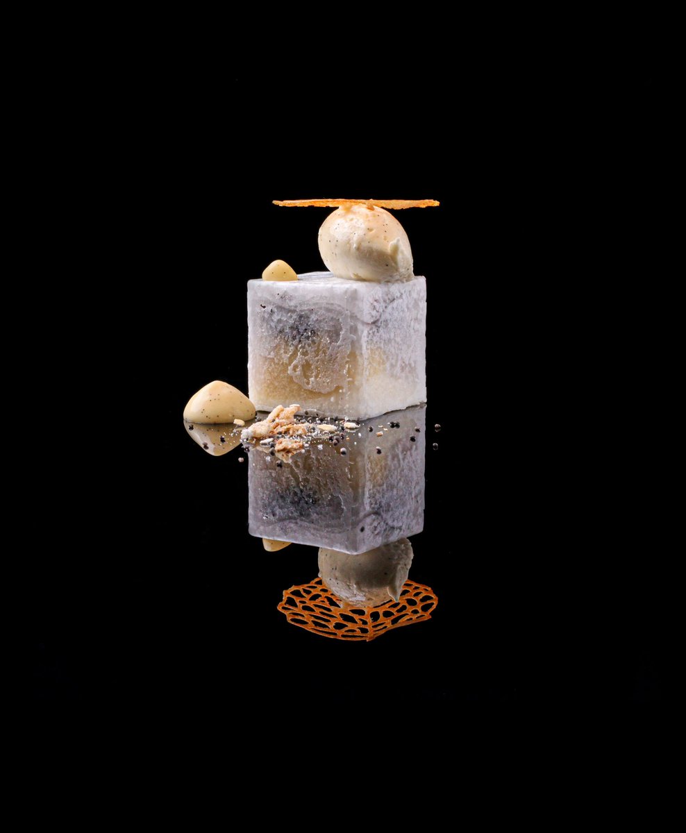 First photoshoot was this week for my new cookbook which is out next spring, so i just thought i would share this teaser image . mannitol cube, christmas pudding, custard and brandy cream .