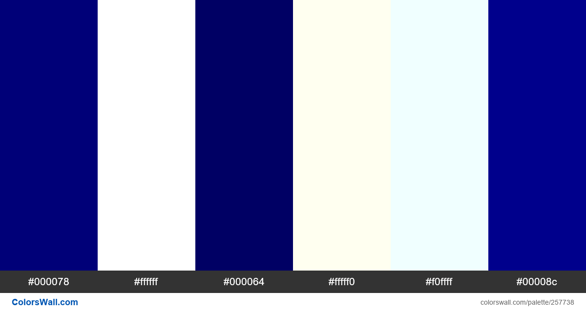 colorswall's tweet photo. Branding logos visual identity box colors palette #000078, #ffffff, #000064, #fffff0, #f0ffff, #00008c #colors #palette https://t.co/pOeSxG5H19 https://t.co/FBIfNO3f6W