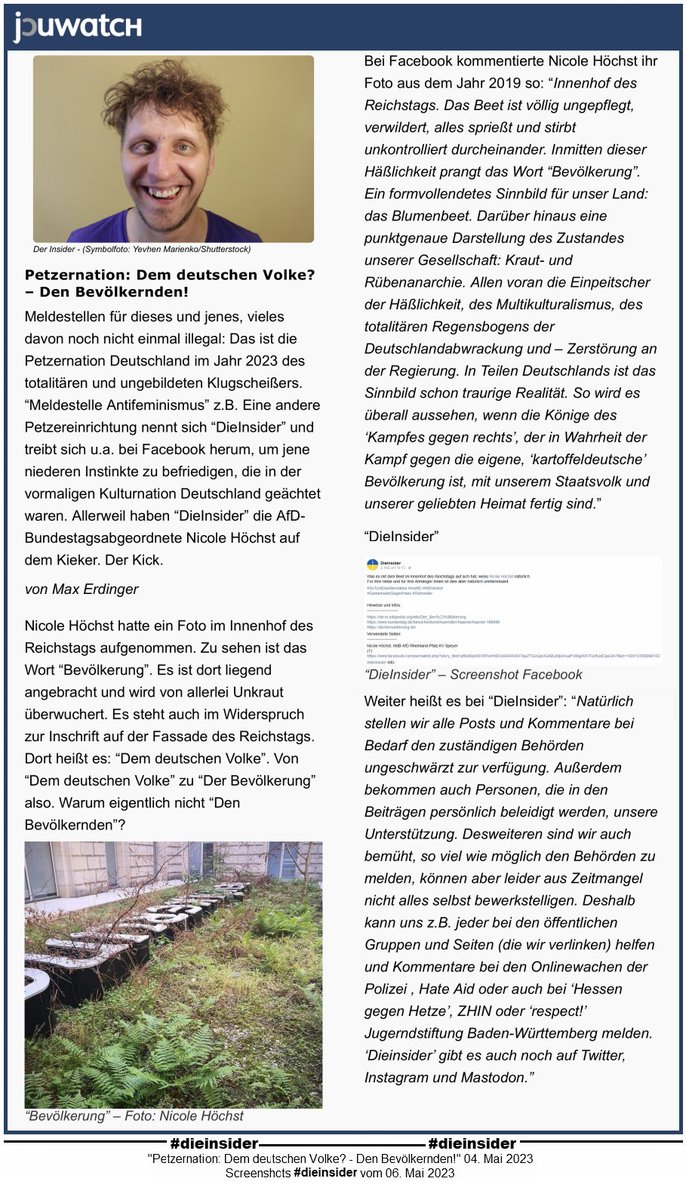 Die_Insider's tweet photo. Wenn ein kritischer Bericht auf #jouwatch uns letztendlich nur bestätigt.
@Nicole_Hoechst von der #AfD lässt sich über Kunstwerk „Der Bevölkerung“ im Reichtagsgebäude aus.
#AfDVerbot #noAfD #NazisRaus #SoTicktDieAlternative #MutZurWahrheit
#GemeinsamGegenHass #DieInsider https://t.co/ie24ljcwVI