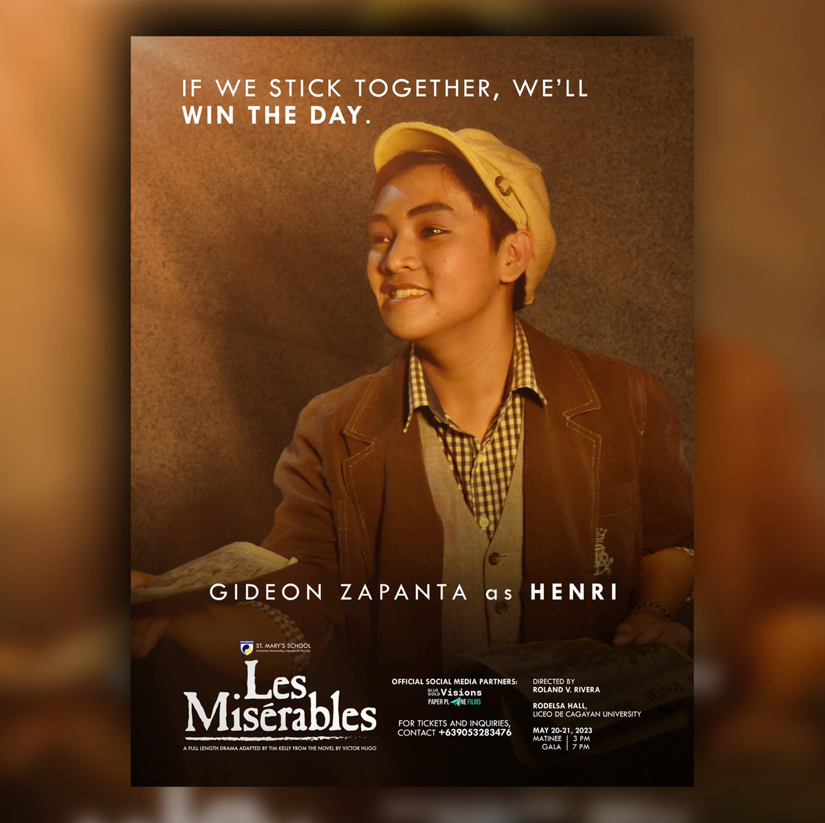 paperplane_fp's tweet photo. 🎭Watch out for EDG and GIDEON as the HENRIs in SMS's non-musical staging for 2023: 

LES MISÉRABLES 🇫🇷
Directed by Roland V. Rivera 

May 20-21, 2023
Rodelsa Hall, Liceo de Cagayan University
3 PM/7 PM 

For tickets, contact +639053283476 or DM us! #PaperPlaneFilms https://t.co/Ns9JgLjFKg