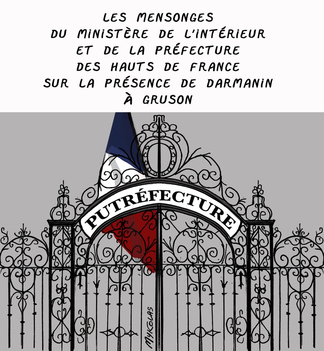 BlaguesDessins's tweet photo. Le #DessinDePresse de Mykolas : Gruson les Français
Retrouvez les dessins de Mykolas sur le site : https://t.co/0o7lqsyRhz
#DessinDeMykolas #ActuDeMykolas #Humour #HumourNoir #Darmanin #GéraldDarmanin #Gruson #Casserolades #Casseroles #MensongePréfectoral #MensongeMinistériel