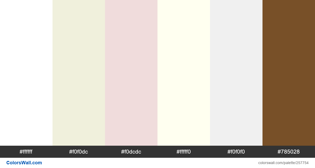 colorswall's tweet image. Mark logo color identity hex colors #ffffff, #f0f0dc, #f0dcdc, #fffff0, #f0f0f0, #785028 #colors #palette colorswall.com/palette/257754