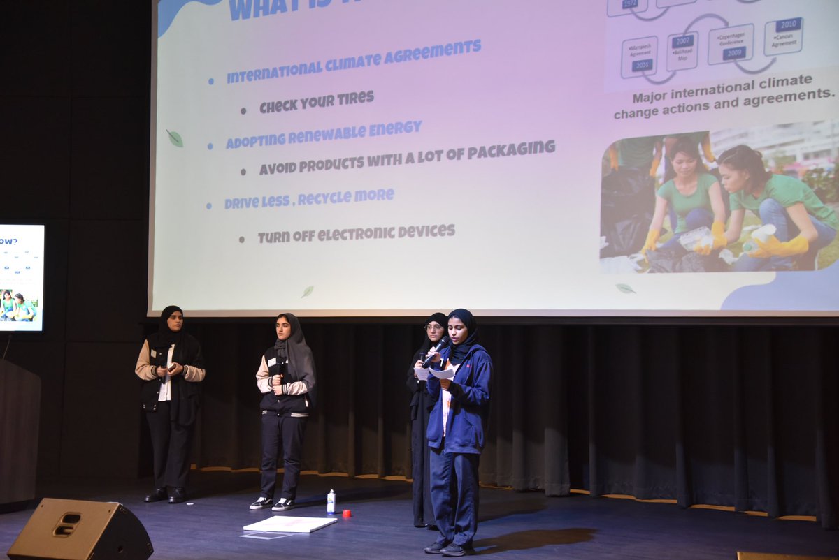 Grade 10, 11, and 12 students from RAKAA recently attended the EEG (Emirates Environmental Group) speaking competition in Dubai where they shared a presentation on the dangers of reaching Earth’s environmental threshold.
