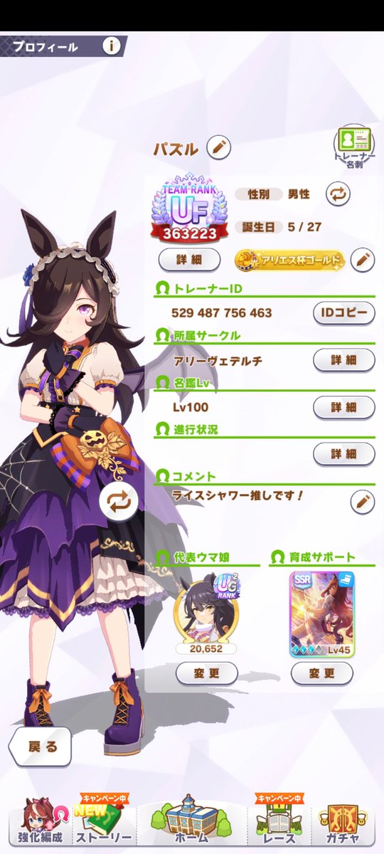 ReVi_puzzle's tweet photo. ウマ娘大好きな大学生🚹です！

推しはライスシャワーで
代表はスタミナ9 長距離3のナリタブライアンです！

最近リアルの競馬にもハマっているので競馬好きの方ともつながりたいです！

❤orRTでお迎え行きます！

 #ウマ娘
 #ウマ娘好きと繋がりたい 
 #競馬好きな人と繋がりたい https://t.co/R5OC9HblXV