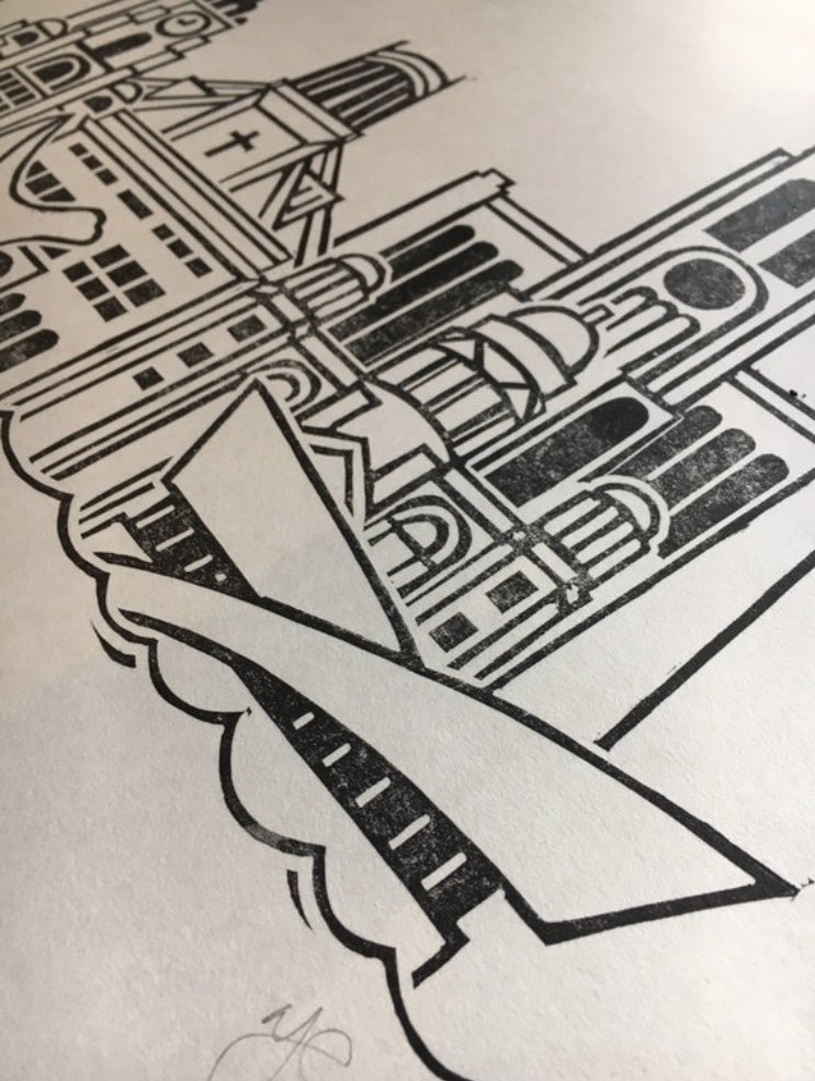 SouthRoadPrint's tweet photo. So, @Eurovision has well and truly arrived in #Liverpool! Console yourself at missing out on tickets by getting one of these #linocut prints instead, eh? Cheaper, if nowt else… https://t.co/tjhx2Fuf8P