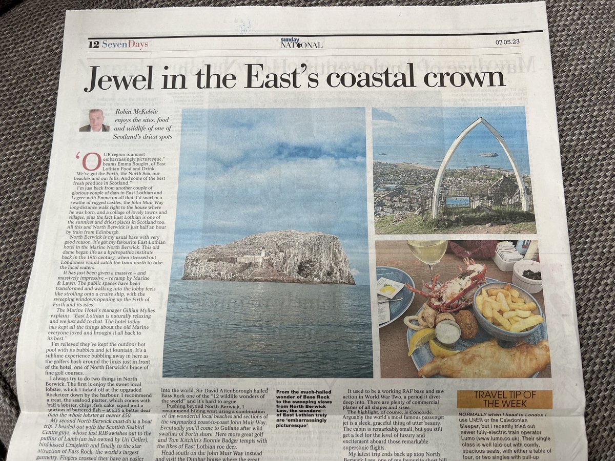 Writing about one of my favourite parts of Scotland today in my page in ⁦@SunScotNational⁩. ⁦@goeastlothian⁩ ⁦@VisitScotland⁩ ⁦@SeabirdCentre⁩ ⁦@TravWriters⁩