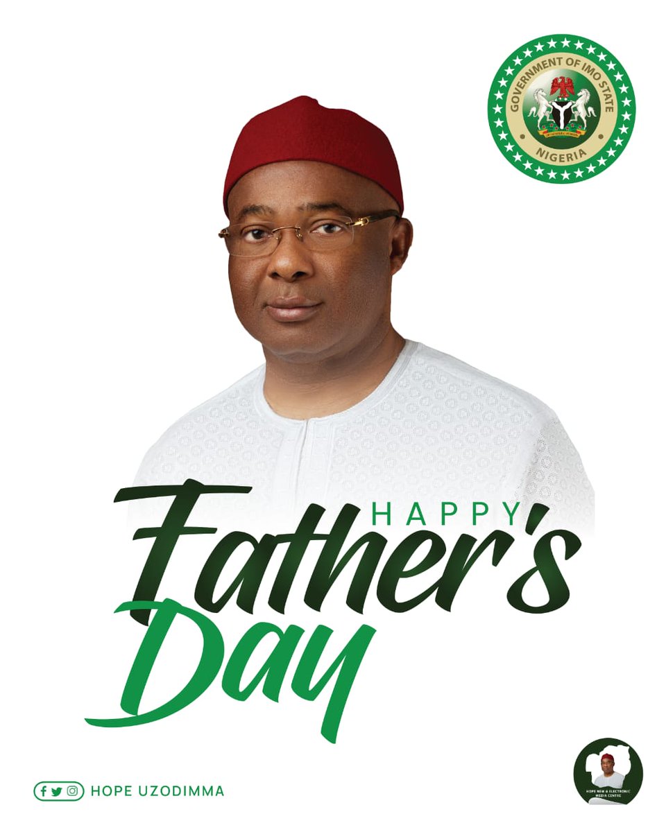 ChidiChiwuzie's tweet photo. I felicitate with the Owerri Catholic Archdiocese as they celebrate Father's Day today across all the parishes and stations.

Our fathers have been effective and dedicated in the course of discharging duties as pillars of the family &amp; builders of the society.

- Hope Uzodimma https://t.co/BwHhdRDsaY