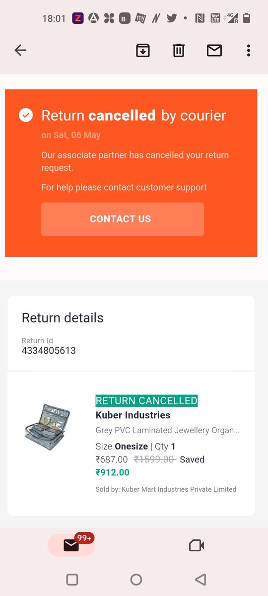 jolly27jul's tweet photo. @myntra @MyntraSupport @consumerforum_ With no agent coming for return pickup , pick up declined 2 times.. Experiencing this for the first time however it's a pain with no resolution from Support team as well.. Arrange pickup and refund money please. https://t.co/SVbG2IauSd
