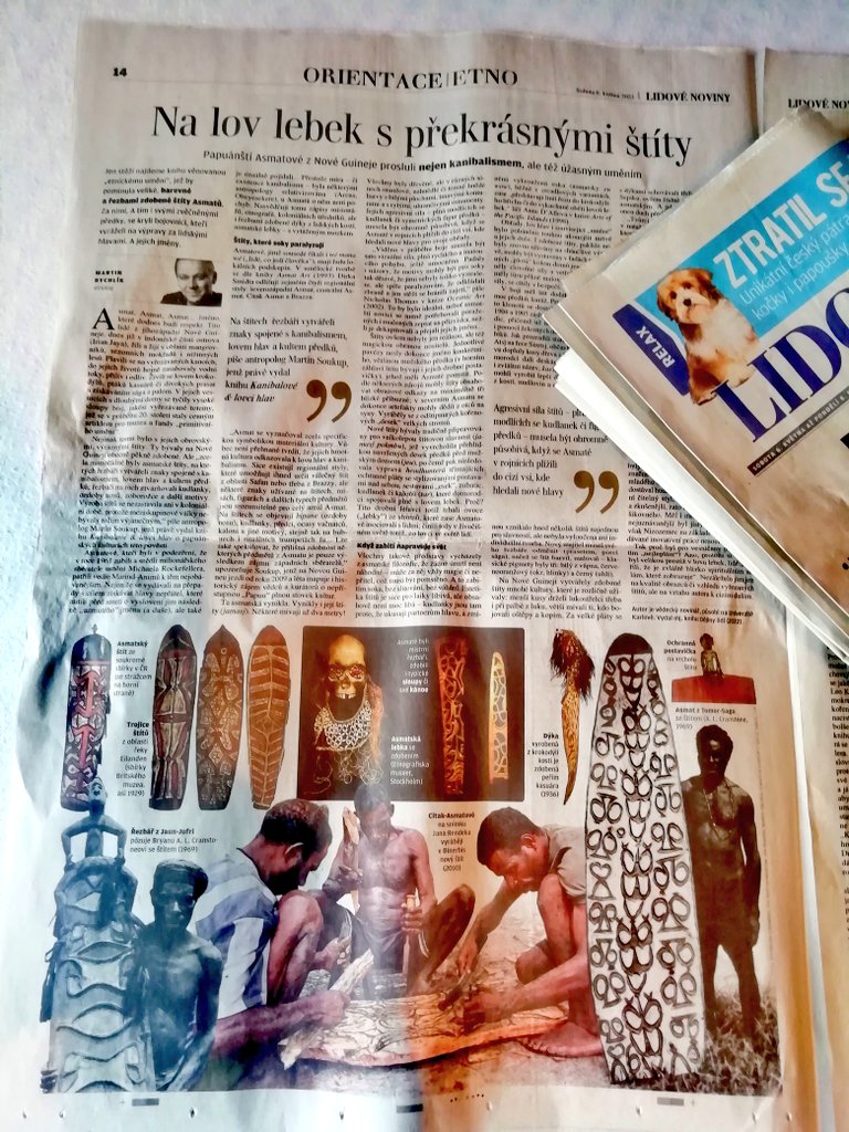 martinrychlik's tweet photo. 🗞️ Ve víkendových LN #Orientace píšu v seriálu #Etno o zdobených štítech Asmatů z Nové Guineje. Kdo by chtěl vědět více o jejich kultuře, lovu 💀 a válčení, musí sáhnout po nové knize @soukup_martin, ze které je i jeden 🛡️, titulní 📸 Jan Rendek od Citak-Asmat (2010): https://t.co/nfx1NkkWnZ