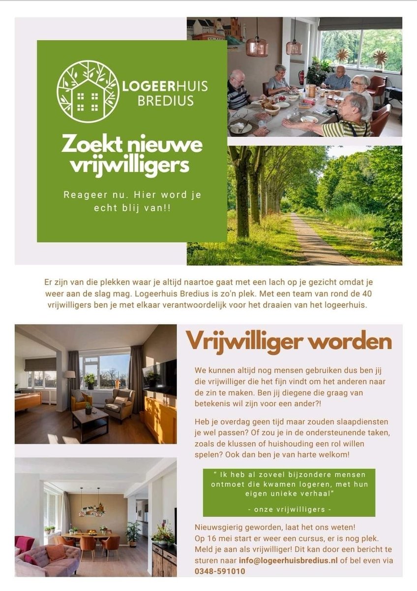 Vrijwilligerswerk waar je energie van krijgt en oprecht blij van wordt.Deel in je omgeving of kies zelf om je leven te verrijken door deze stap te zetten.  Op 16 mei weer een eendaagse cursus voor nieuwe vrijwilligers!!#Woerden <a href="/MariettePnnrts/">Mariette Pennarts</a> <a href="/gemeentewoerden/">gemeente Woerden</a> <a href="/HartvoorWoerden/">Hart voor Woerden</a>