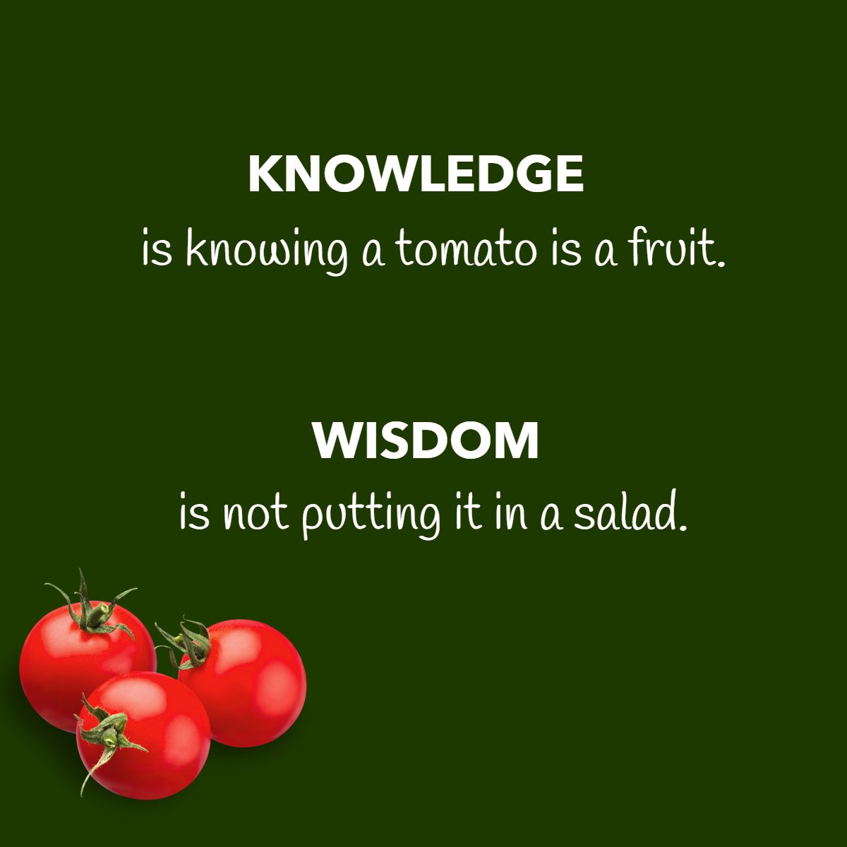 Philosophy is wondering if that means ketchup is a smoothie. 🤔🍅

#tomatoisafruit  #salad  #fruit  #tomatoes  #smoothie  #ketchup  #fruitoftheday