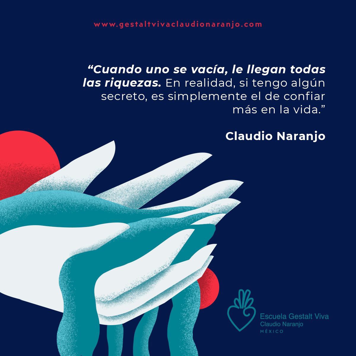 gestaltviva's tweet photo. “Cuando uno se vacía, le llegan todas las riquezas. En realidad, si tengo algún secreto, es simplemente el de confiar más en la vida.”

Claudio Naranjo

#escuelagestaltviva #claudionaranjo https://t.co/ltpajPGLal