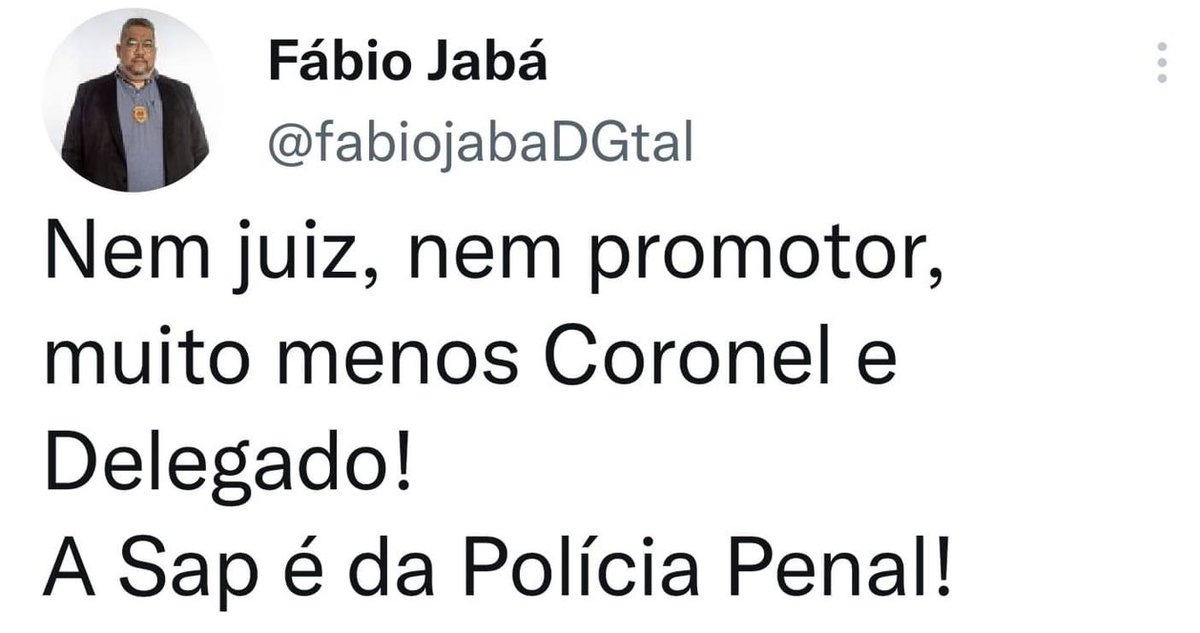 fabiojabaDGtal's tweet photo. A Secretaria de Administração Penitenciária não é quartel, não é delegacia, não é fórum, tribunal de justiça, é um local onde somente que tem a expertise são os servidores da Polícia Penal !  
@tarcisiogdf prometeu em sua campanha que seus secretariado seriam técnicos ! https://t.co/sQyj2VTUVL