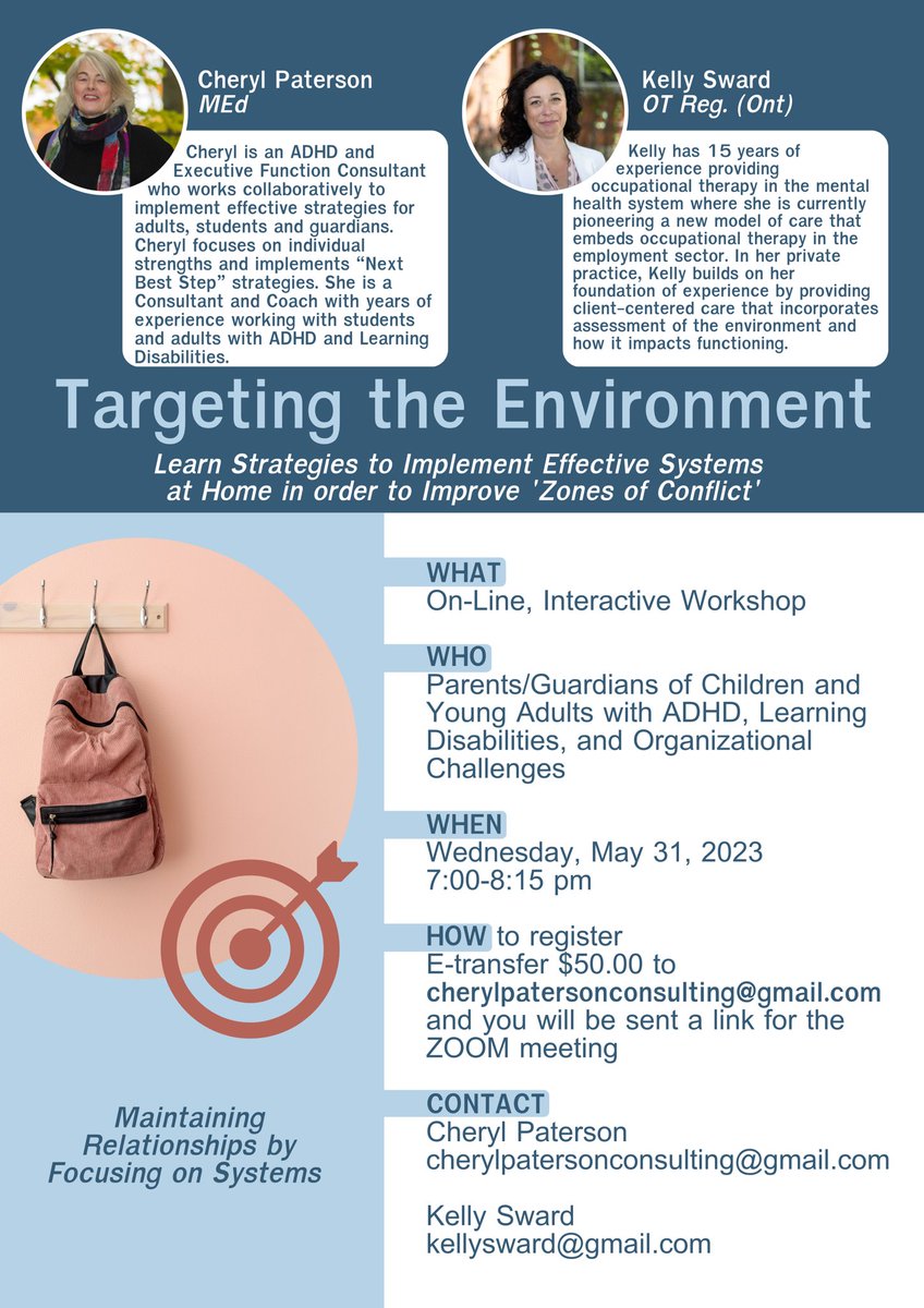 Please join us for our workshop. Details are below.
