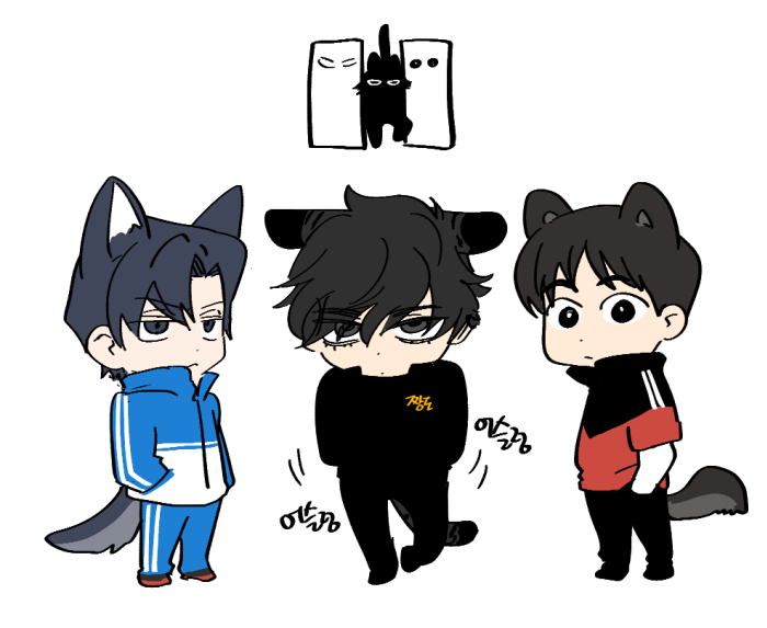 3boys animal ears multiple boys tail male focus black hair dog boy  illustration images