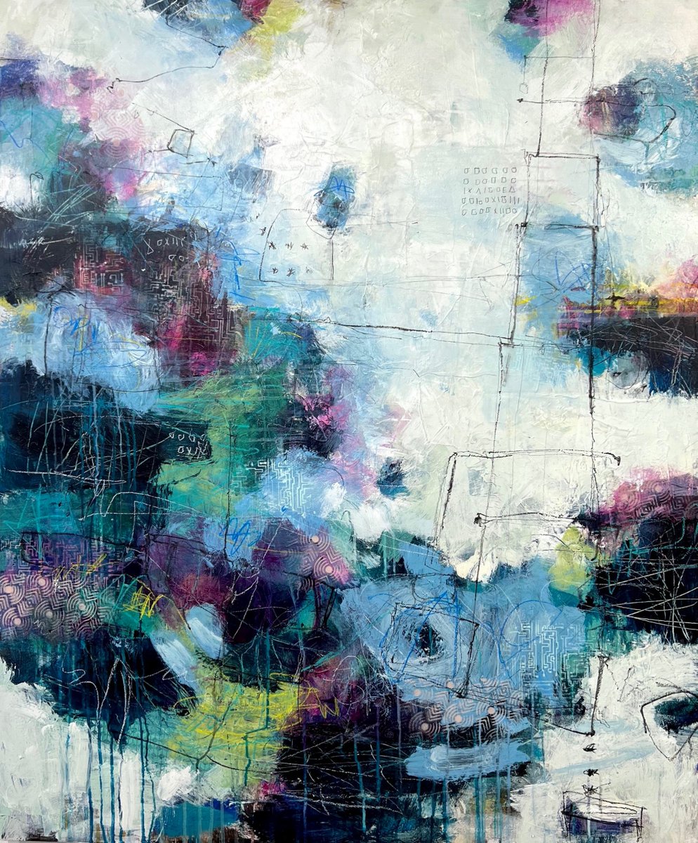 Moments of freedom and playfulness are expressed by <a href="/lorimirabelli/">Lori Mirabelli</a> . Adventure awaits in this  piece, depicting an intuitive journey taken by the artist, indicated in  her layers of richly gestural marks. #kingsroad #longweekend #womenabstractartists #expressionism #modernart